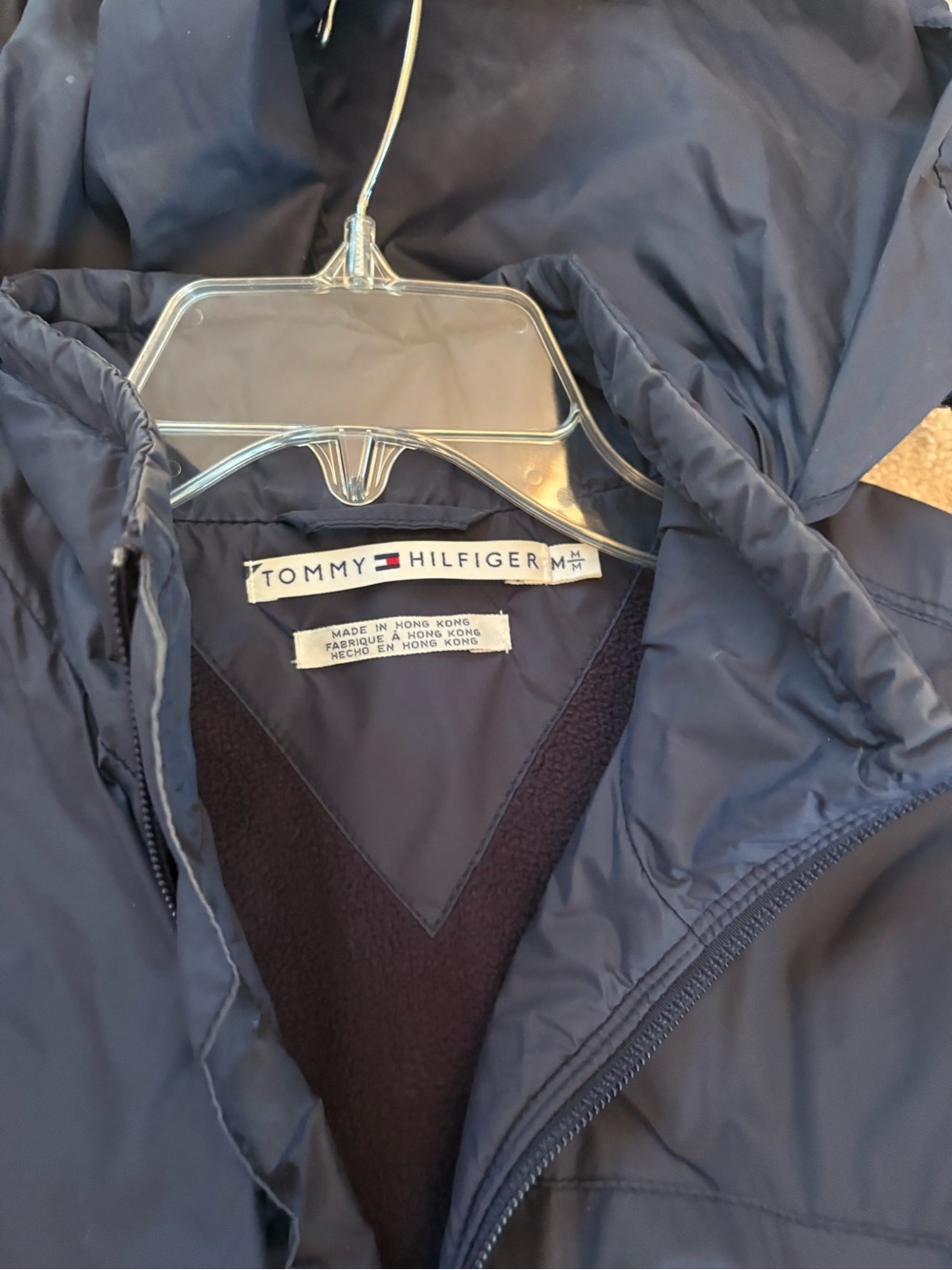 Tommy Hilfiger Navy Hooded Women's Raincoat with Sleeve Logo - Picture 4 of 5